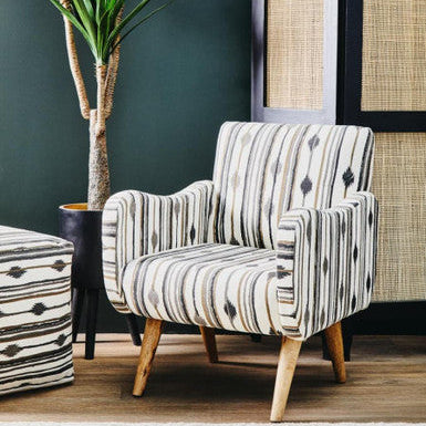 Black and White Ikat Square Pouffe