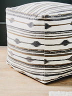 Black and White Ikat Square Pouffe