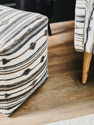 Black and White Ikat Square Pouffe