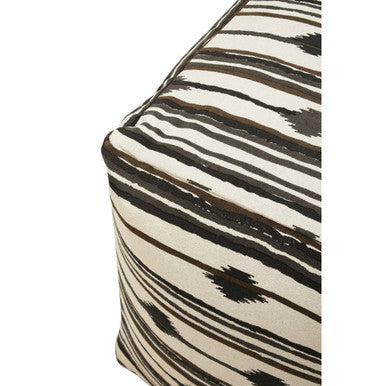 Black and White Ikat Square Pouffe