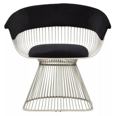 Black Velvet Chair with Silver Finish Frame