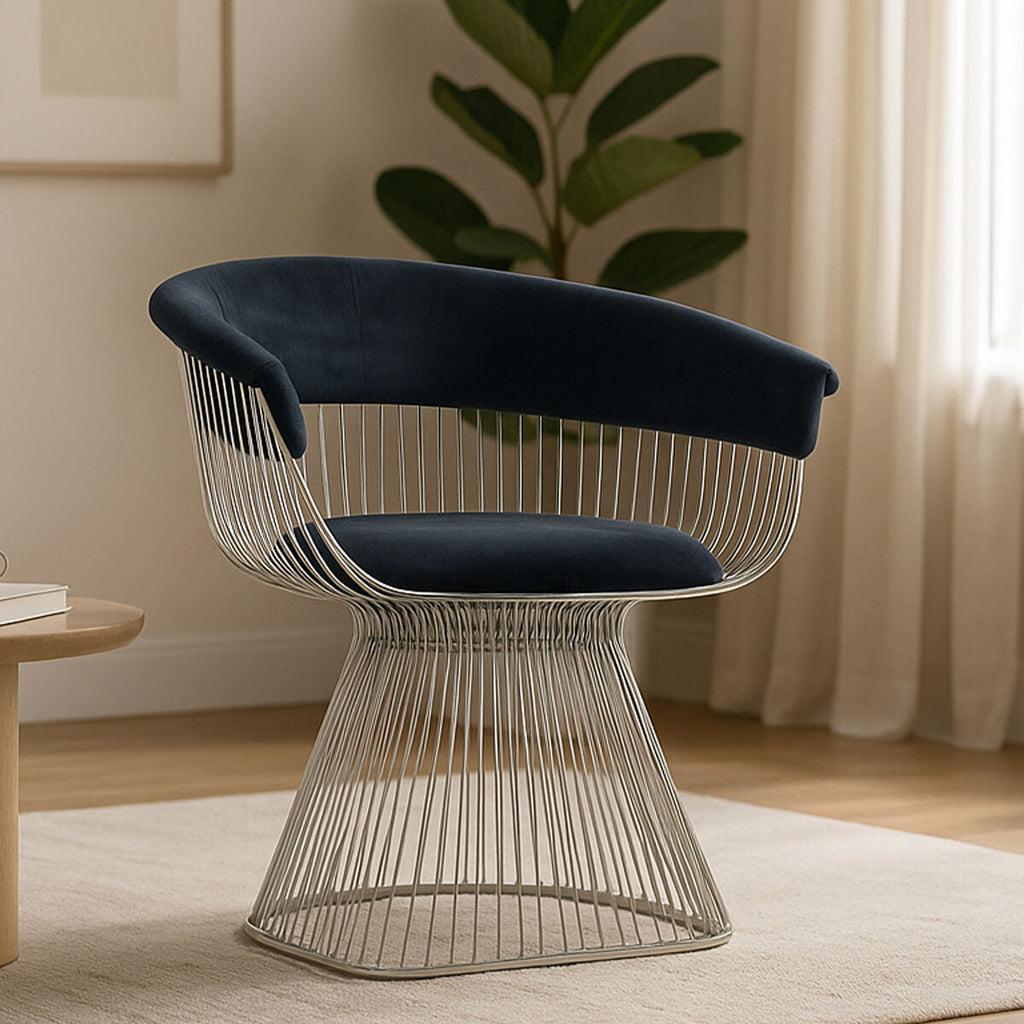 Black Velvet Chair with Silver Finish Frame