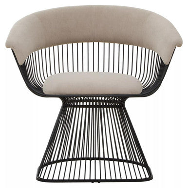 Mink Velvet Chair with Black Finish Frame