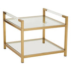 Matte Gold End Table with Clear Glass Top