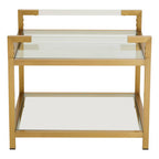 Matte Gold End Table with Clear Glass Top