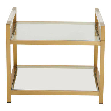 Matte Gold End Table with Clear Glass Top