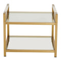 Matte Gold End Table with Clear Glass Top