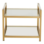 Matte Gold End Table with Clear Glass Top