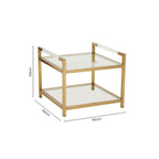 Matte Gold End Table with Clear Glass Top