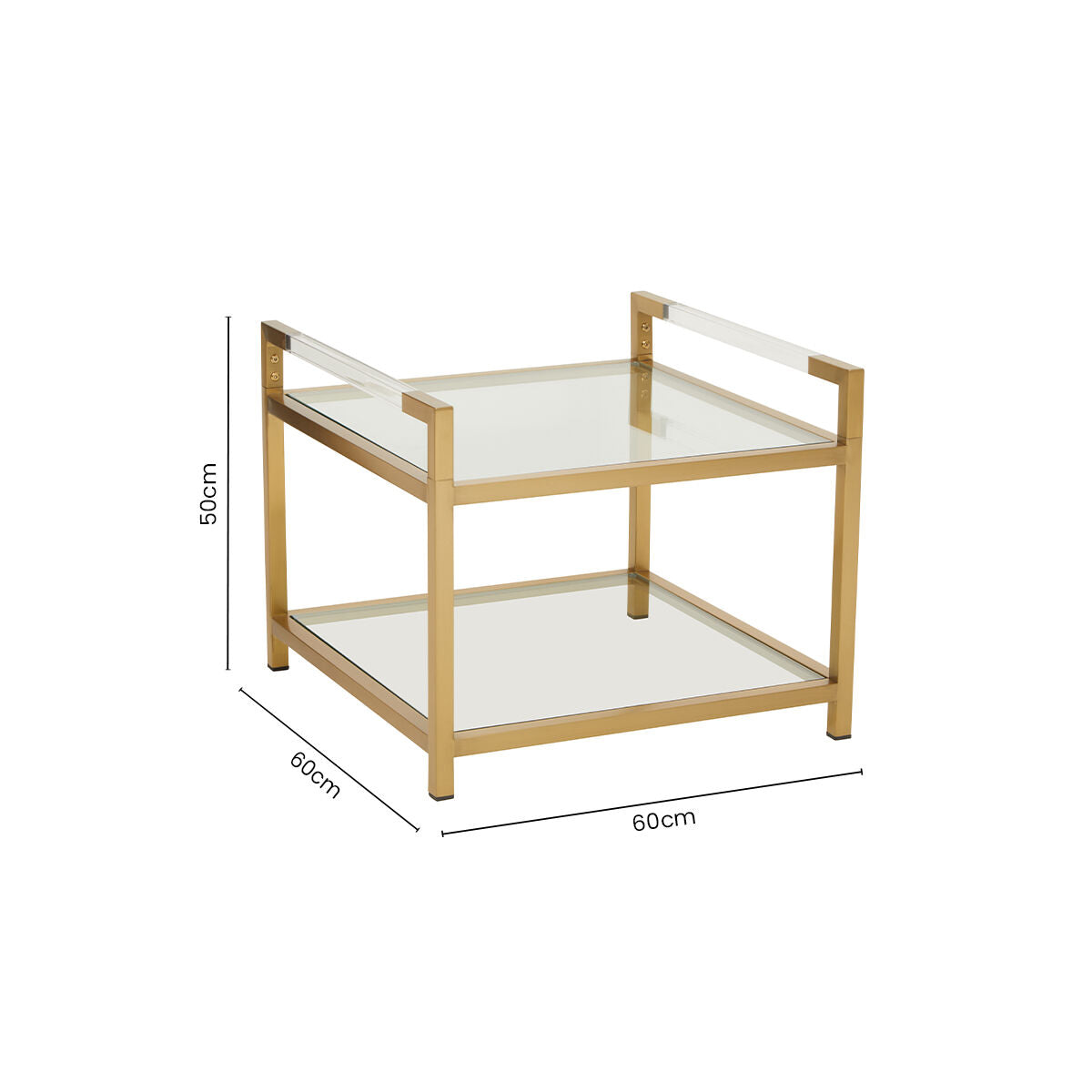 Matte Gold End Table with Clear Glass Top