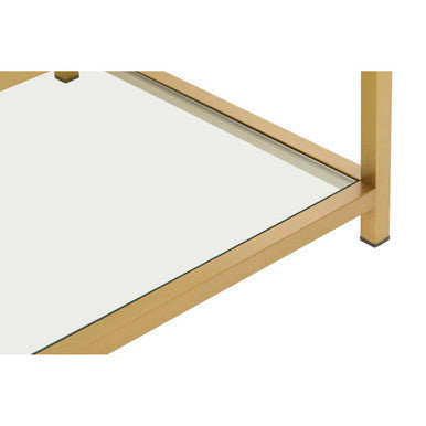 Matte Gold End Table with Clear Glass Top