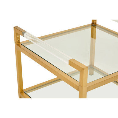 Matte Gold End Table with Clear Glass Top