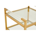 Matte Gold End Table with Clear Glass Top