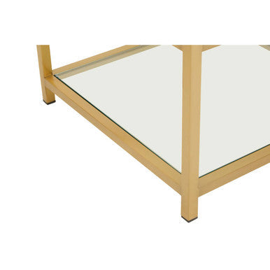 Matte Gold End Table with Clear Glass Top