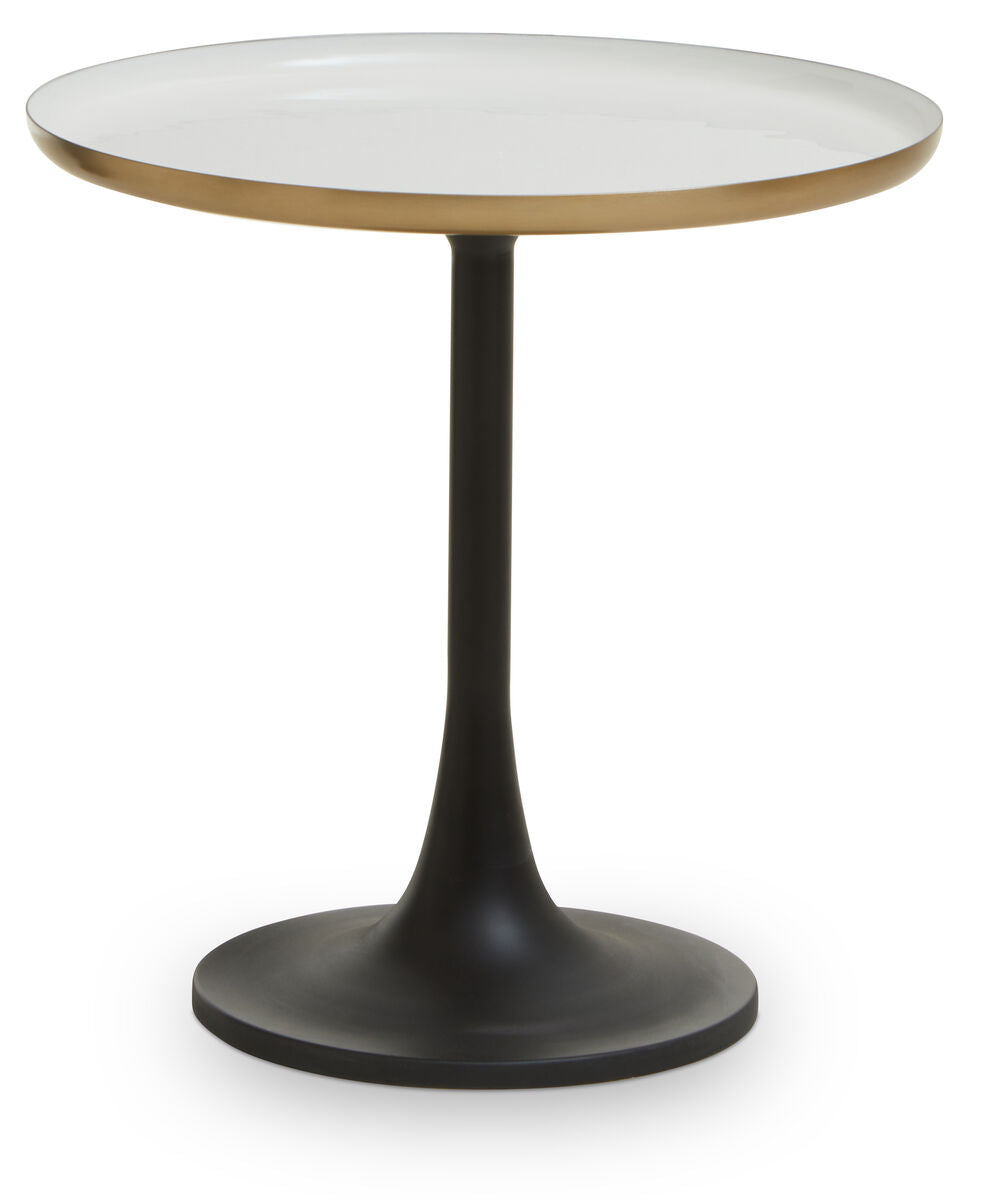 White Marble Side Table With Column Base
