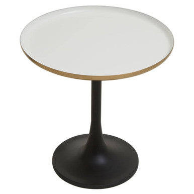 White Marble Side Table With Column Base
