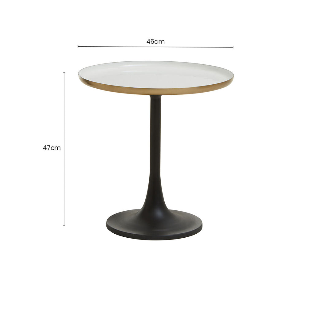 White Marble Side Table With Column Base