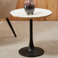 White Marble Side Table With Column Base