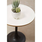 White Marble Side Table With Column Base