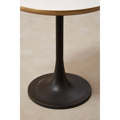 White Marble Side Table With Column Base
