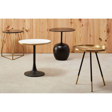 White Marble Side Table With Column Base