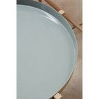 Set of 3 Grey Enamel Top Nesting Side Tables with Gold Finish X-Base Legs