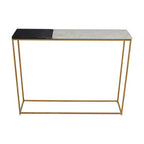 Black and White Marble Console Table with Gold Finish Frame