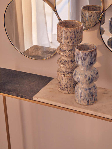 Black and White Marble Console Table with Gold Finish Frame