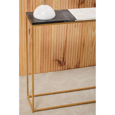 Black and White Marble Console Table with Gold Finish Frame