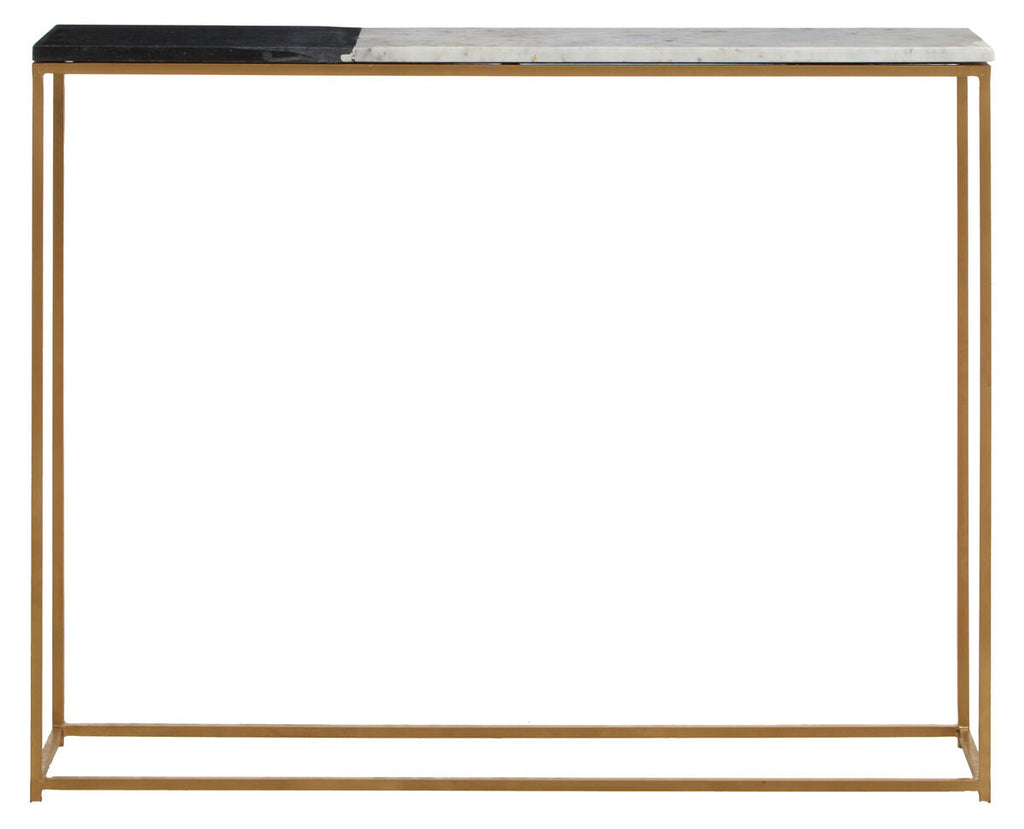 Black and White Marble Console Table with Gold Finish Frame