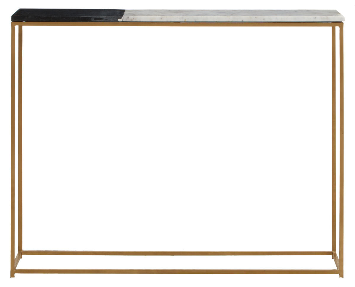 Black and White Marble Console Table with Gold Finish Frame