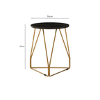 Black Marble Top Side Table with Gold Finish Geometric Sledge Base