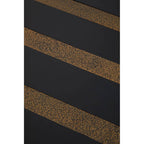 Black and Gold Striped Acacia Wood Round Coffee Table with Interconnected Metal Legs