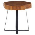 Natural Teak Wood Live Edge Side Table with Black Finish Legs