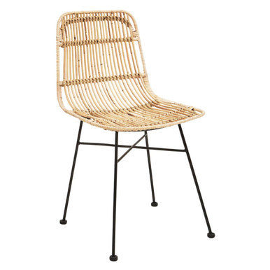 Natural Rattan Chair with Curved Back