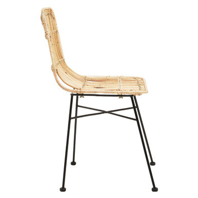 Natural Rattan Chair with Curved Back