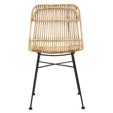 Natural Rattan Chair with Curved Back