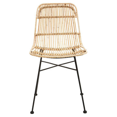 Natural Rattan Chair with Curved Back