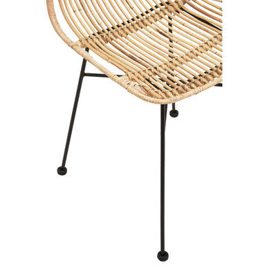 Natural Rattan Chair with Curved Back