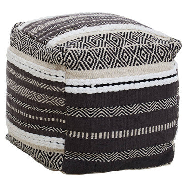 Grey and White Pouffe