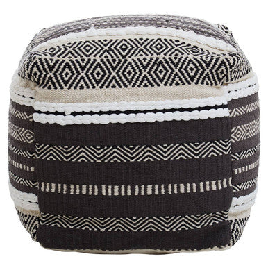 Grey and White Pouffe