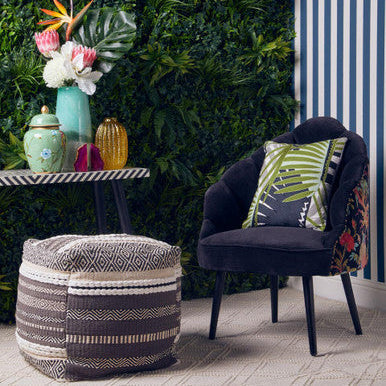 Grey and White Pouffe
