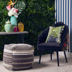 Grey and White Pouffe
