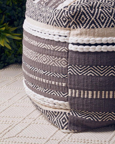 Grey and White Pouffe