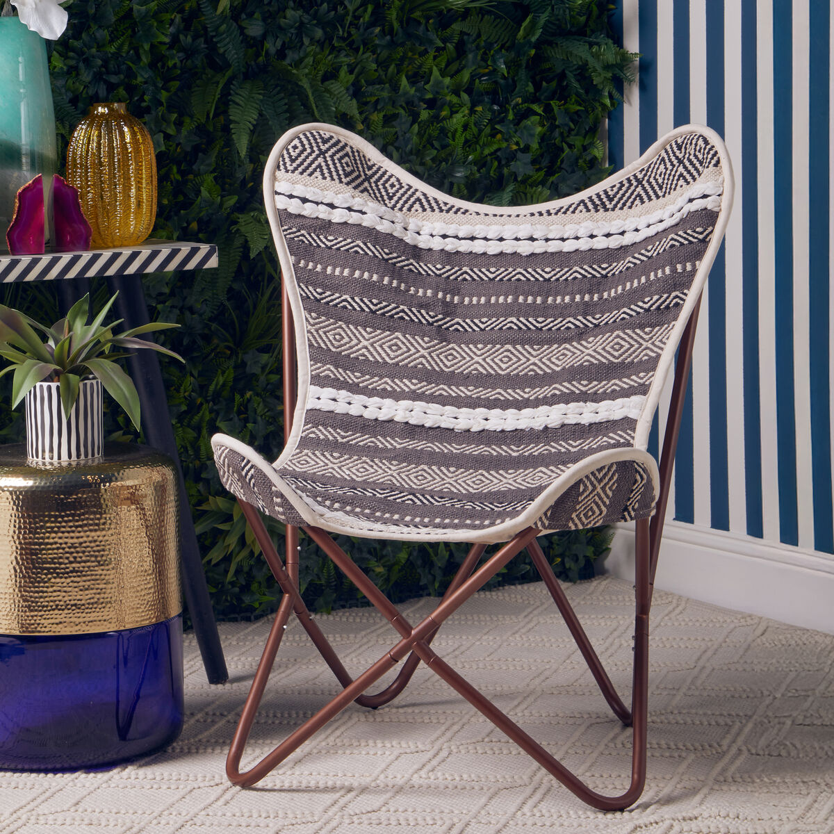 Grey and White Butterfly Chair