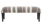 Grey and White Textured Fabric Bench