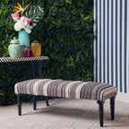 Grey and White Textured Fabric Bench