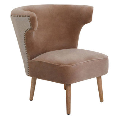 Mink Velvet and Natural Linen Chair