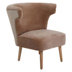 Mink Velvet and Natural Linen Chair