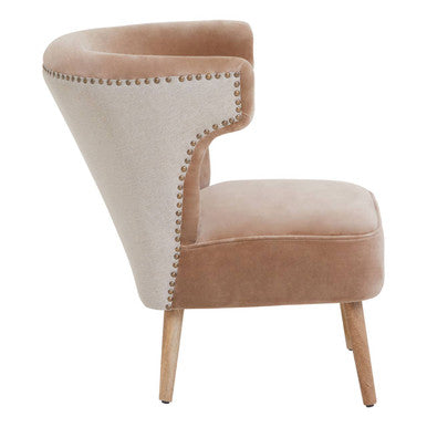 Mink Velvet and Natural Linen Chair